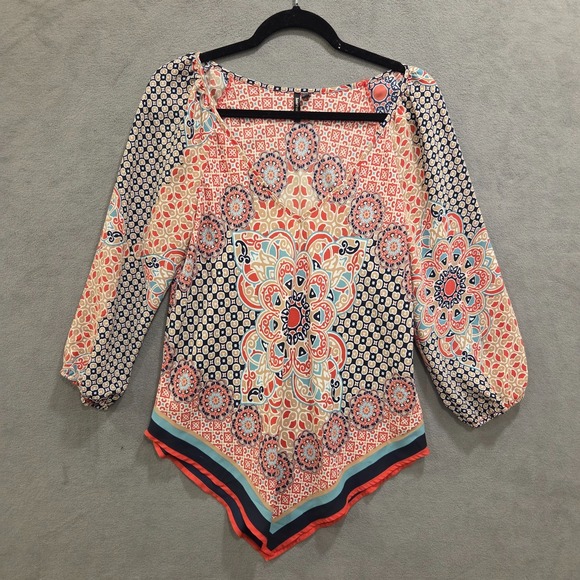 HeartSoul Tops - HeartSoul‎ Tunic Top Shirt Women Size Large Bandana Triangle Hem Boho Casual